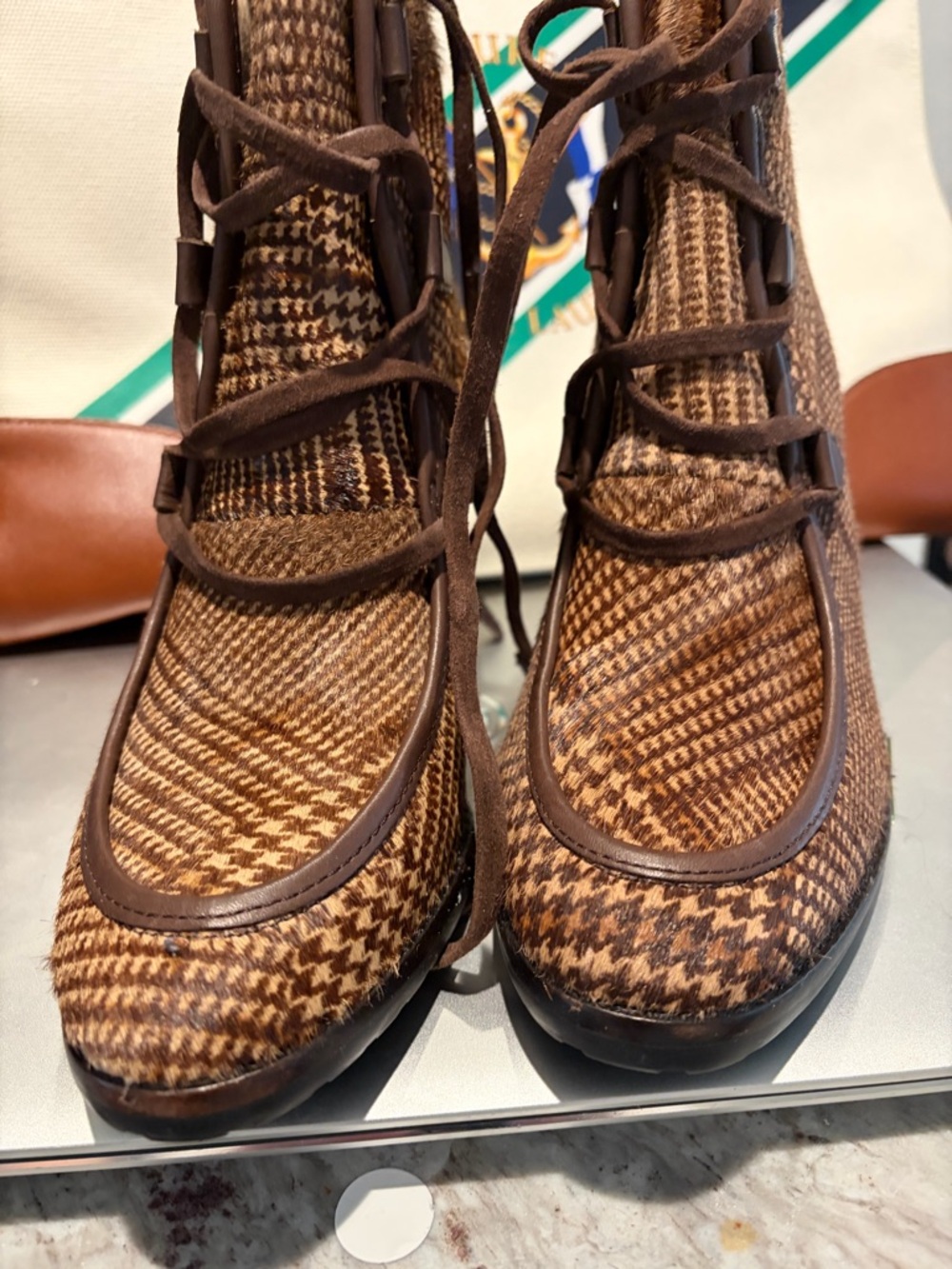 Lauren double RLL plaid boots! Sold out everywhere!! Size 7 brand new in box - Picture 6 of 9